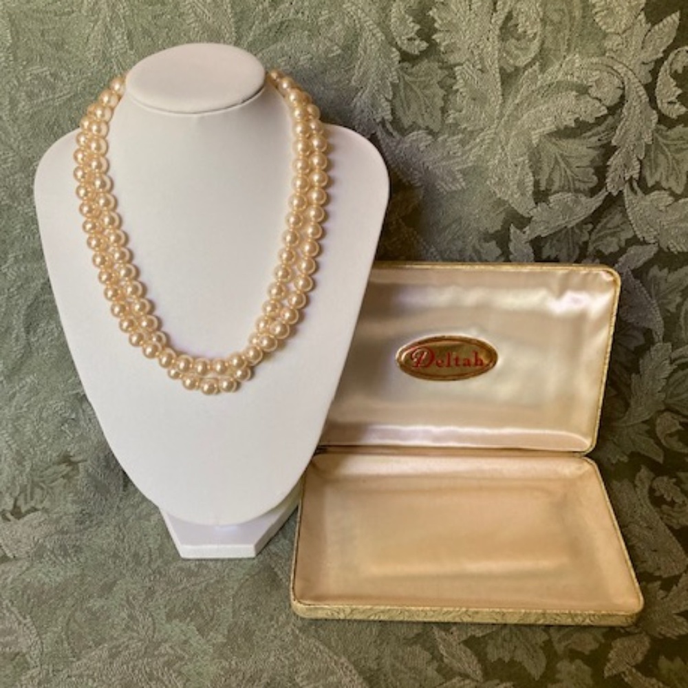 1950's Delta Simulated Pearls With Original Box
